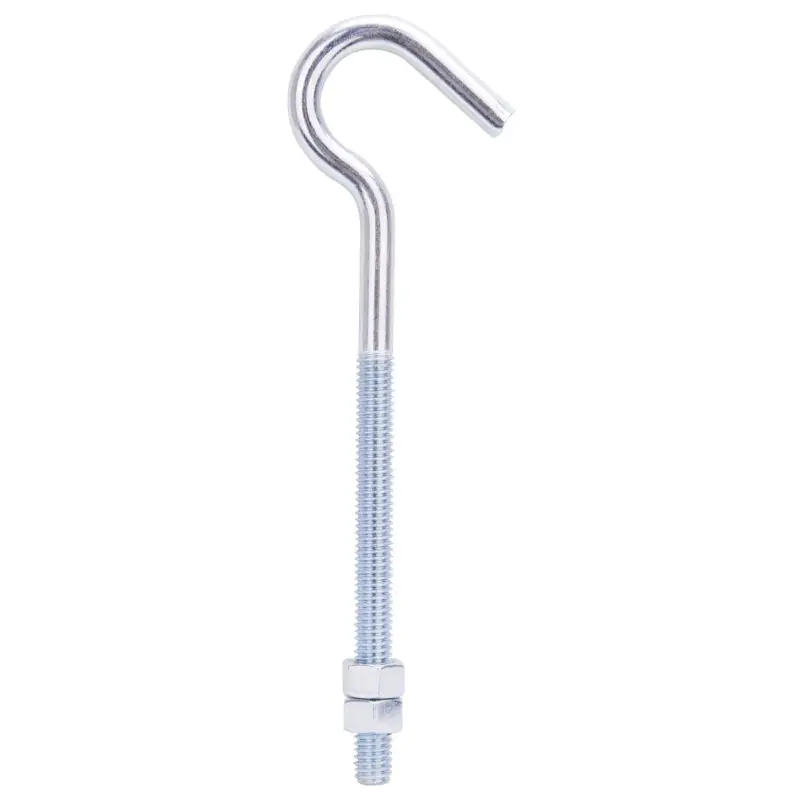 ProSource LR326 Hook Bolt, 9.3 mm Thread, 4 in L Thread, 7-1/4 in L, Steel, Zinc