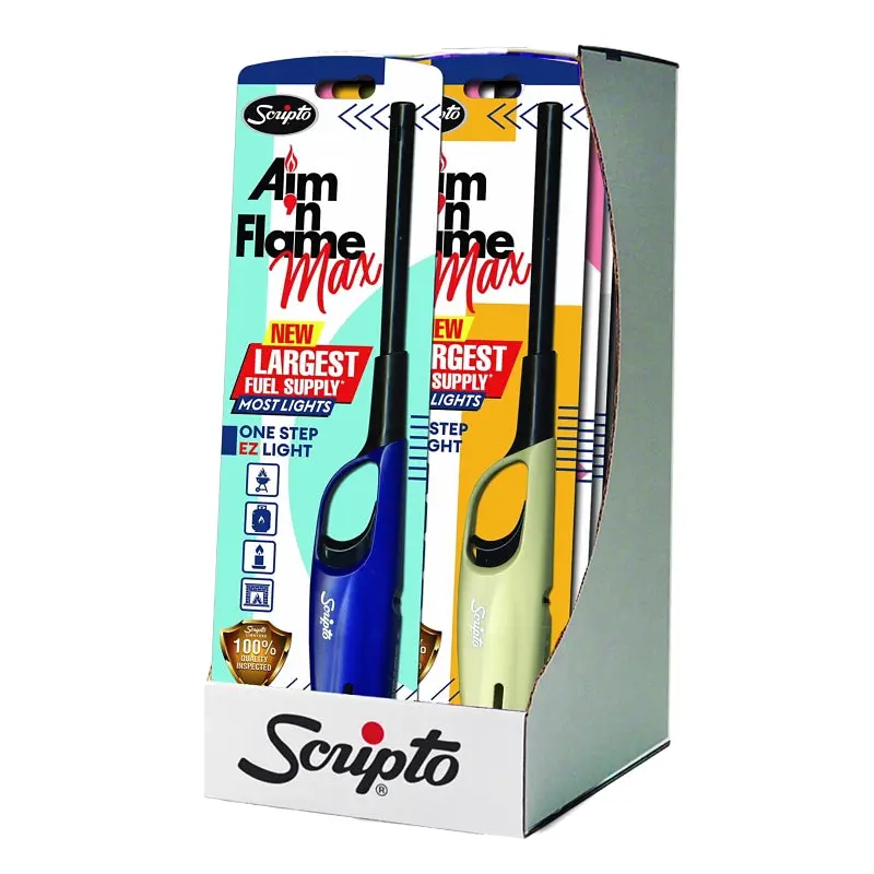 Scripto Aim 'n Flame MAX BGM19-1/12CD Utility Lighter, Assorted