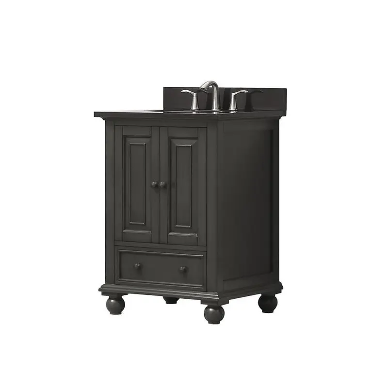 Avanity Thompson 25-in Charcoal Glaze Single Sink Bathroom Vanity with Black Granite TopFrench white