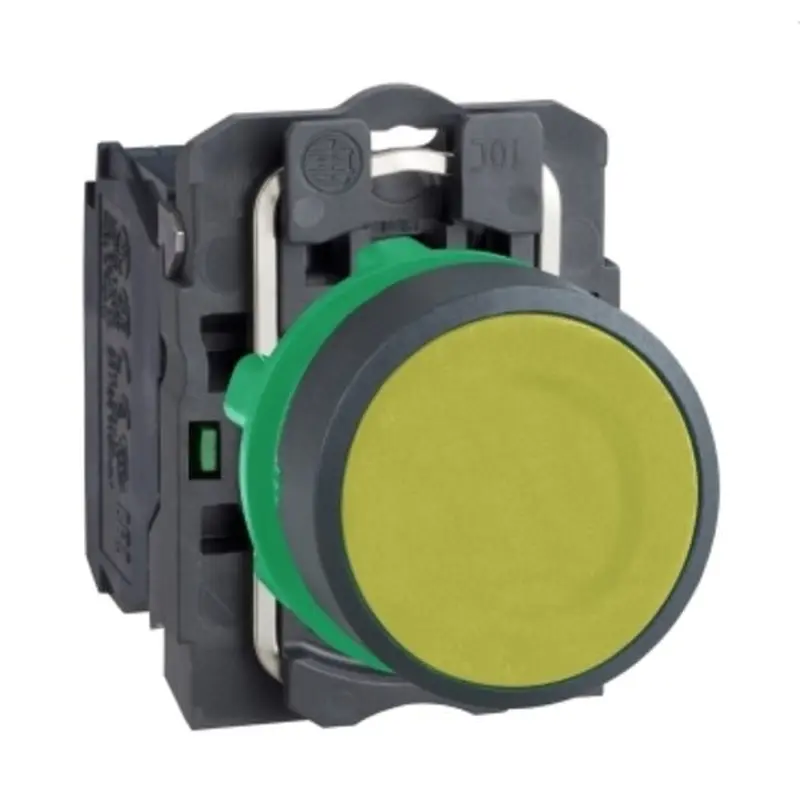 Push button, plastic, flush, yellow, 22, spring return, unmarked | XB5AA51N