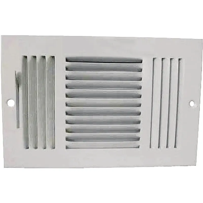 ProSource SW03-10X6 Register, 11-1/2 in L, 7-1/2 in W, 52 degree Air Deflection, 3-Way, Steel, White