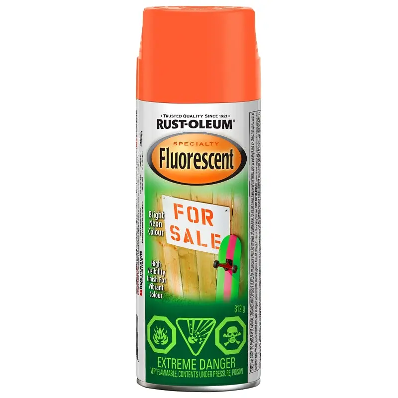 Rust-Oleum N1955830 Fluorescent Spray Paint, Matte, Florescent Red/Orange, 312 g, Can