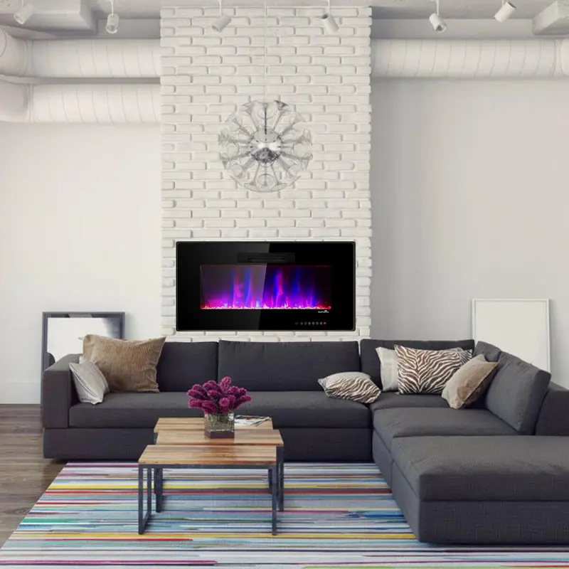 6 in. W Recessed Electric Fireplace In-Wall or Wall Mounted Electric Heater in Black44 / each
