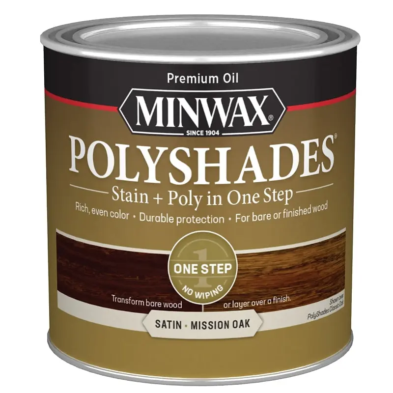 Minwax 213854444 Waterbased Polyurethane Stain, Satin, Liquid, Mission Oak, 0.5 pt, Can