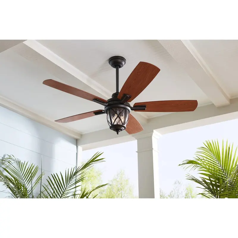 allen   roth 1-Pack Castine 52.0-in Rubbed bronze Downrod or close mount Indoor/Outdoor Ceiling Fan with Light Kit