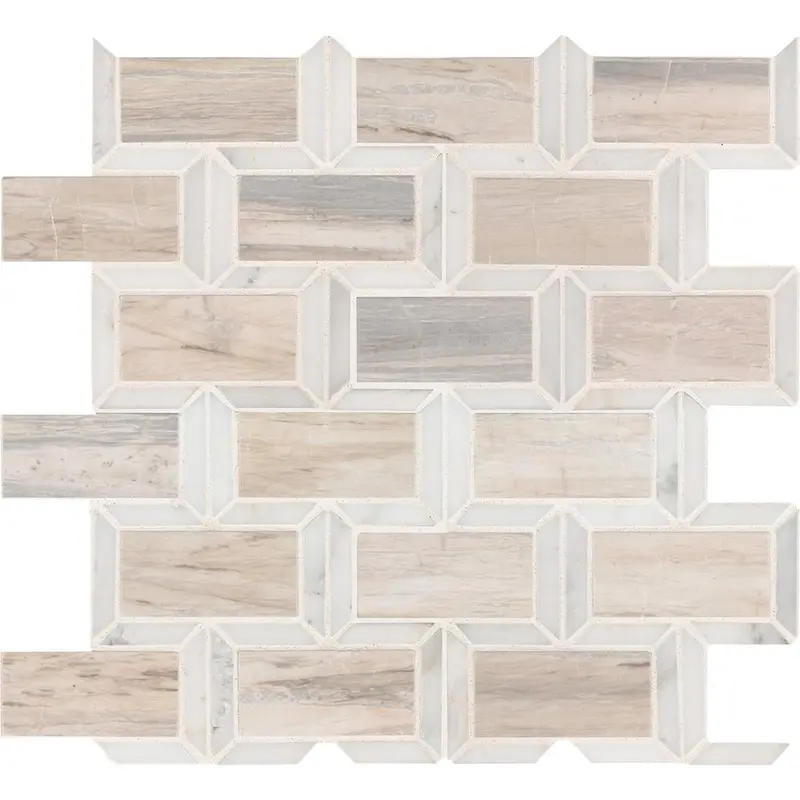 Angora Framework 12 in. x 12 in. x 10mm Polished Marble Mesh-Mounted Mosaic Tile (10 sq. ft./case)