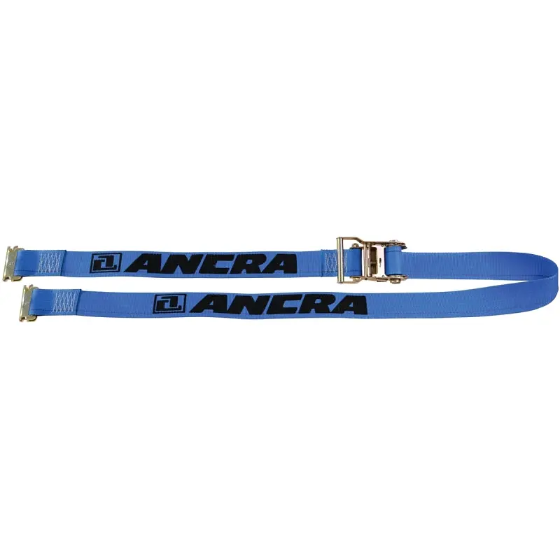 ANCRA 48672-15 Logistic Strap, 2 in W, 20 ft L, Polyester, Blue, 1000 lb Working Load, Spring Actuated End