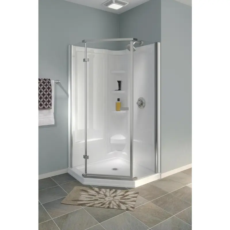 38 in. x 38 in. x 72 in. Semi-Frameless Neo Angle Corner Shower in White