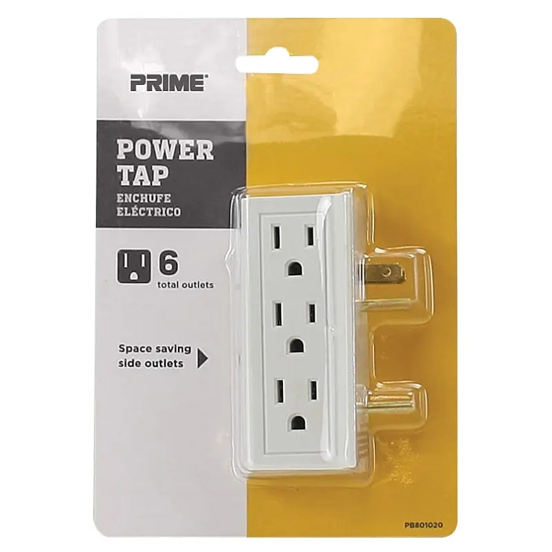 Prime PB801020 Power Tap, 15 A, 125 V, 6 -Outlet, White