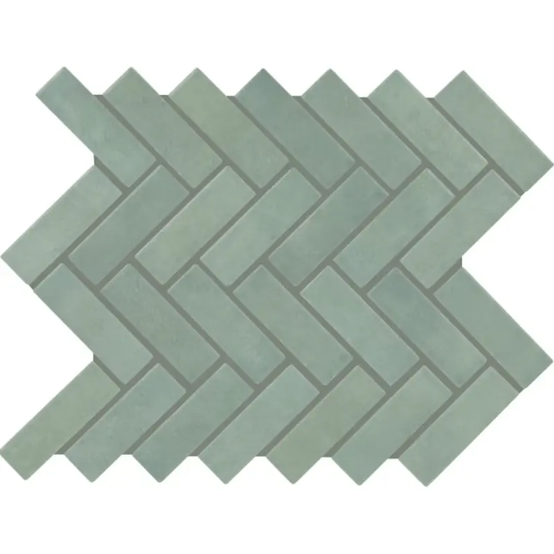 American Olean Konrad Seafoam 9-in x 12-in Matte Ceramic Herringbone Patterned Floor and Wall Tile