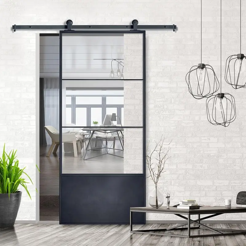 37in.x84in.x3 in. Concorde Epoxy Coated Steel Frame w/ Clear Tempered Glass Barn Door Interior Sliding Door Hardware Kit88.18 / each