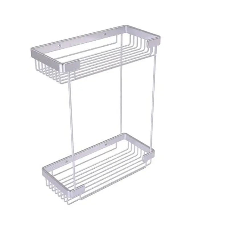 Allied Brass Double Tier Rectangular Toiletry Shower Basket in Satin Chrome