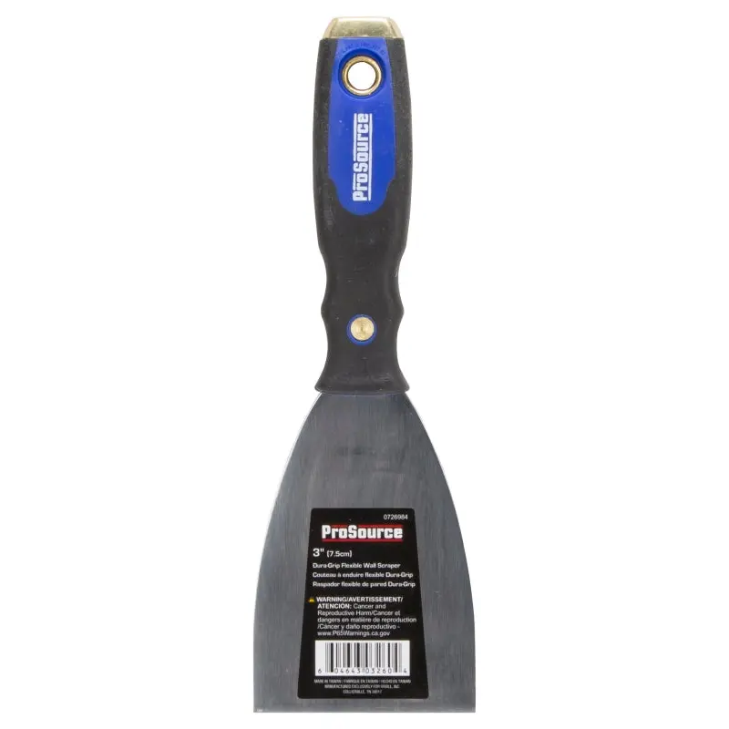 ProSource 03260 Wall Scraper, 3 in W Blade, Full Tang Blade, HCS Blade, PP/TPR Handle, Soft Grip Handle, 9-1/4 in OAL