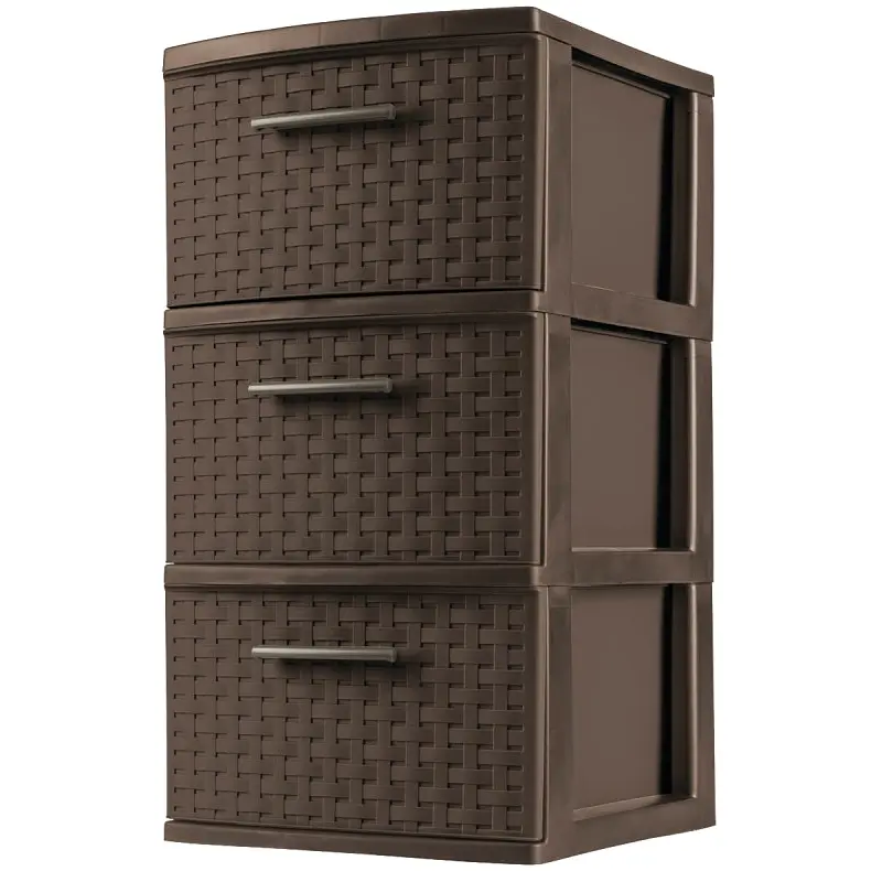 Sterilite 26306P02 Weave Tower, 3-Drawer, Plastic, 12-5/8 in OAW, 15 in OAH, 24 in OAD