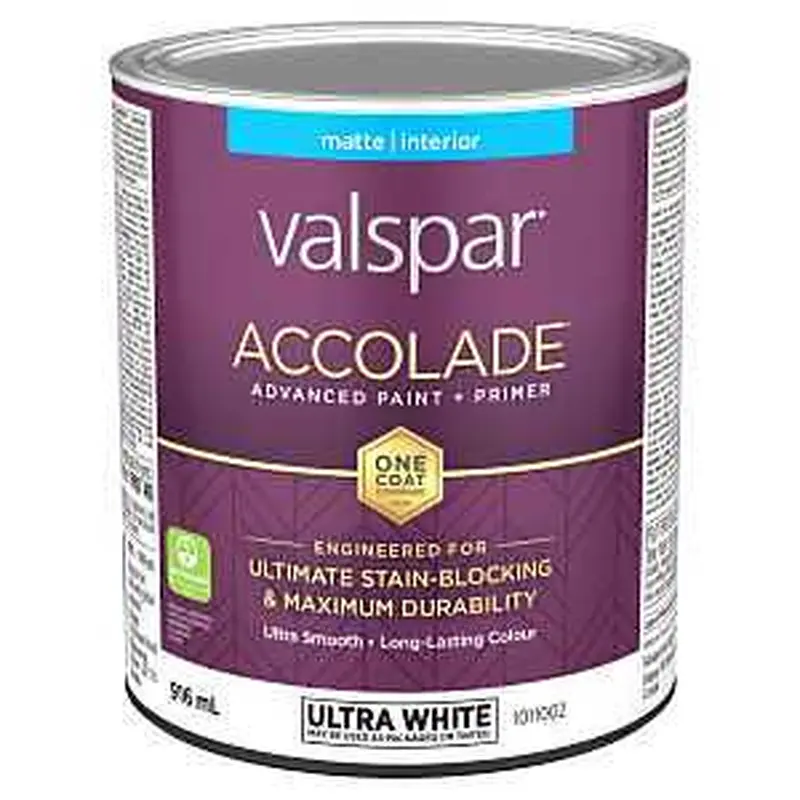 Accolade 029.1011002.005 Interior Paint and Primer, Acrylic, Matte, Ultra White, 1 qt, 37 sq-m Coverage Area