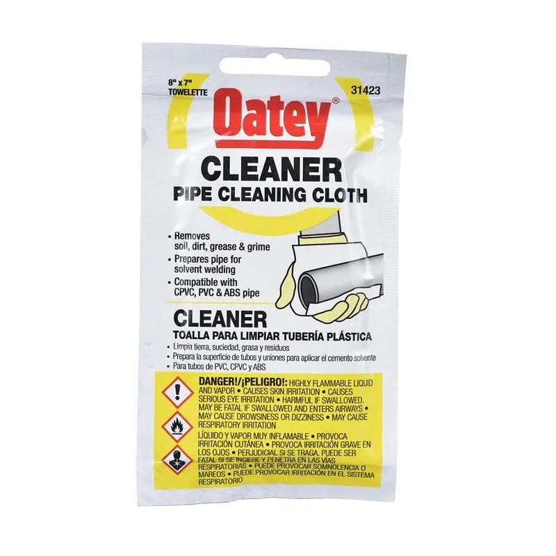 Oatey 31423 Cleaning Cloth, 8 in L, 7 in W, Clear