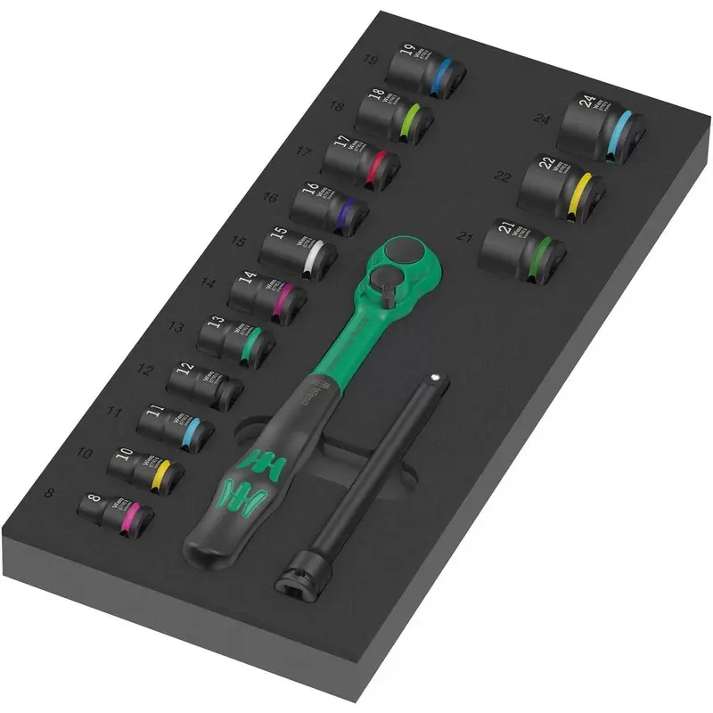 WERA 05150114001 9724 Foam insert 8010 B Zyklop Comfort ratchet set 1, 3/8", 16 pieces