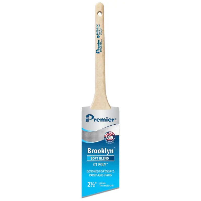 Premier Brooklyn 17282 Paint Brush, 2-1/2 in W, Thin Angle Sash Brush, 2-3/4 in L Bristle, Polyester Bristle