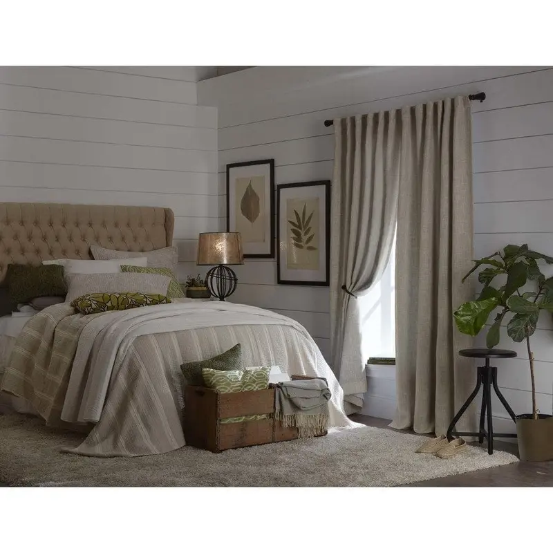 allen   roth GLENNSTON 84-in Linen Polyester Room Darkening Thermal Lined Single Curtain PanelCoal