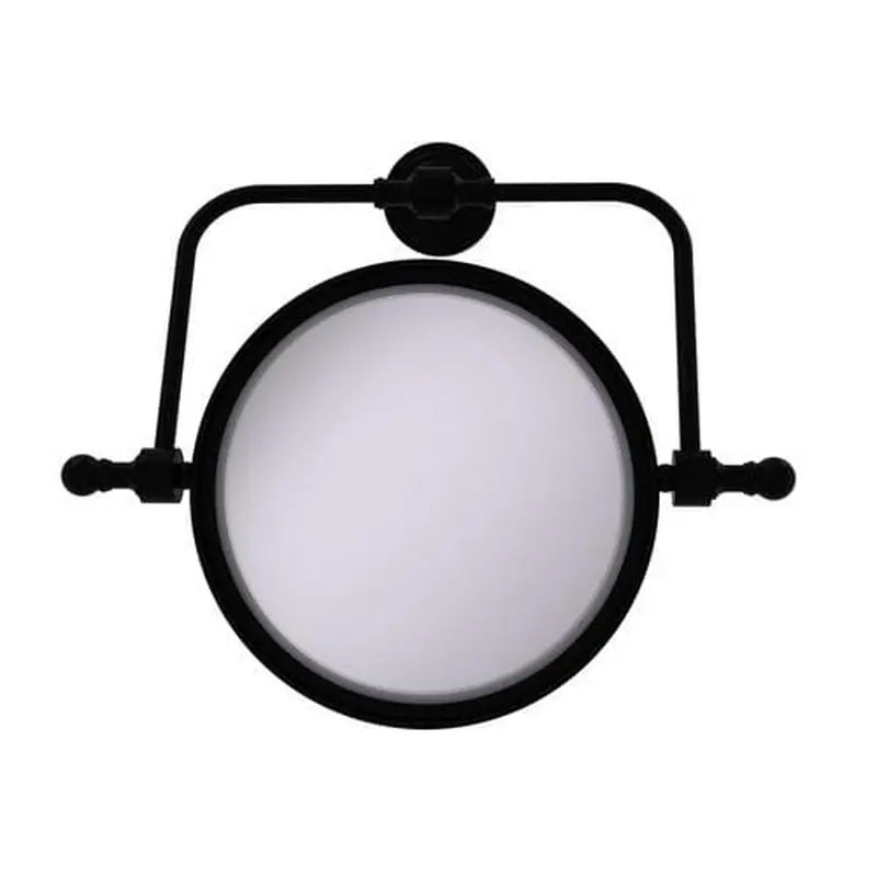 Allied Brass Retro Wave 7-in x 8-in Matte Black Double-Sided Magnifying Wall-Mounted Vanity Mirror