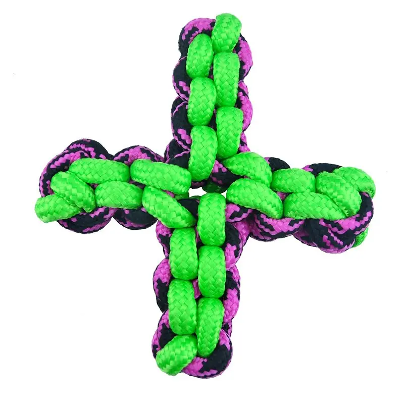 Pet Park Blvd US2051 43 Dog Toy, Rope Twisted Quad Toy, Paracord, Green