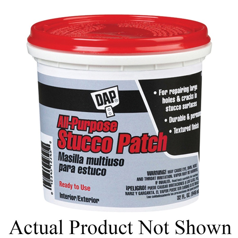 DAP 7079810504 All-Purpose Stucco Patch, Paste, White, Mild, 3 days Curing, 1 qt, Tub