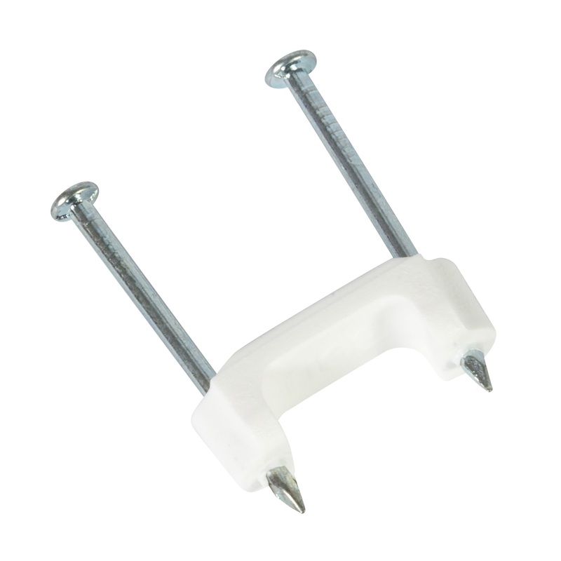 GB PS-50 Cable Staple, 1/2 in W Crown, 1-1/4 in L Leg, 14 ga, Polyethylene Staple, White Insulation