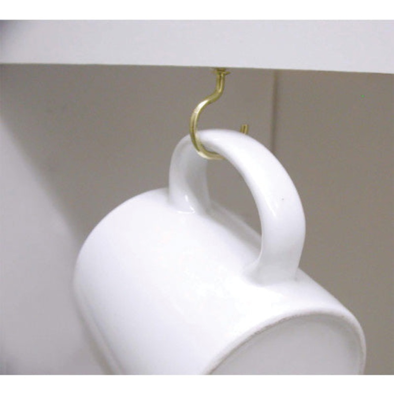 HARDWARE ESSENTIALS 851854 Cup Hook, 1-1/4 in Hook Opening, Brass, 4 lb Weight