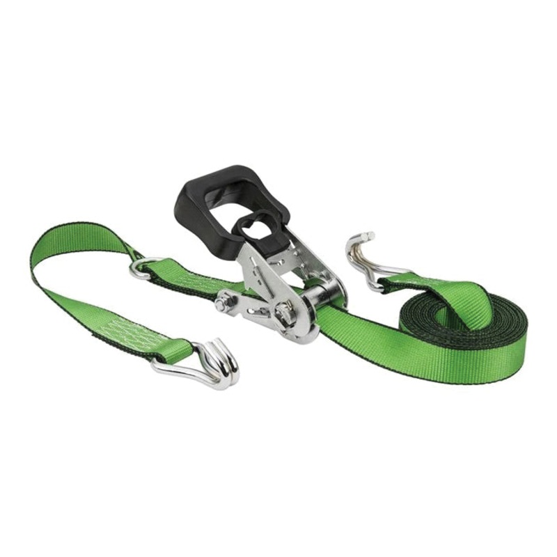 KEEPER 47203 Ratchet Tie-Down, Chrome Strap, Double J-Hook End Fitting, Ratchet Buckle, 1000 lb Work Load, 16 ft OAL