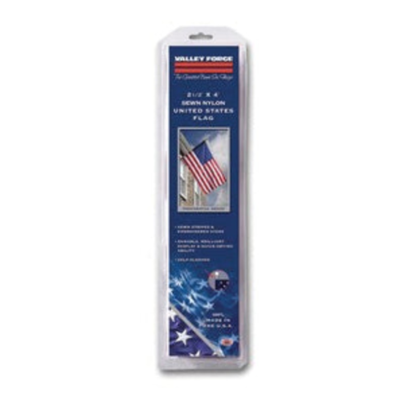 VALLEY FORGE Perma-Nyl 60650 US Flag, 2-1/2 ft W, 4 ft H, Nylon